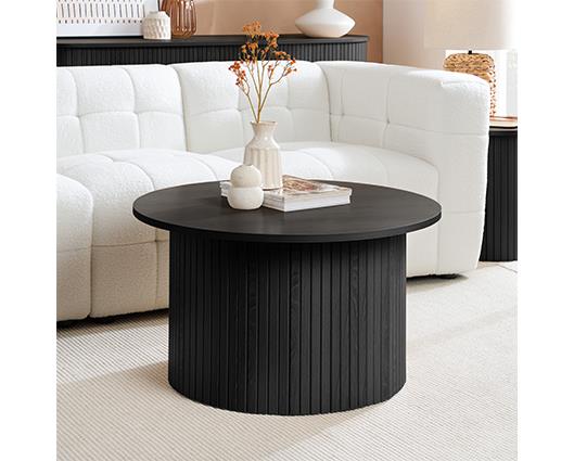 Axel Round Fluted Coffee Table - Black