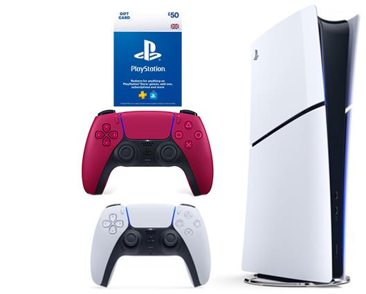 Sony PS5 Digital Slim with £50 Playstation Store Gift Card + Red Controller