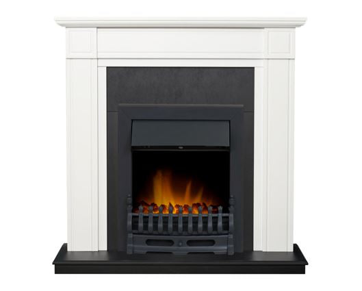 Giovannia Fireplace Suite 39inch White/Black With Electric Fire - Black