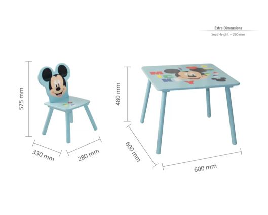 Mickey Mouse Table & 2 Chairs