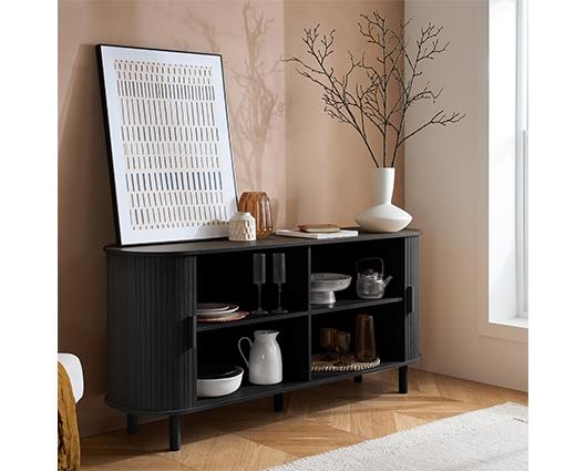 Axel 2 Door Fluted Sideboard - Black