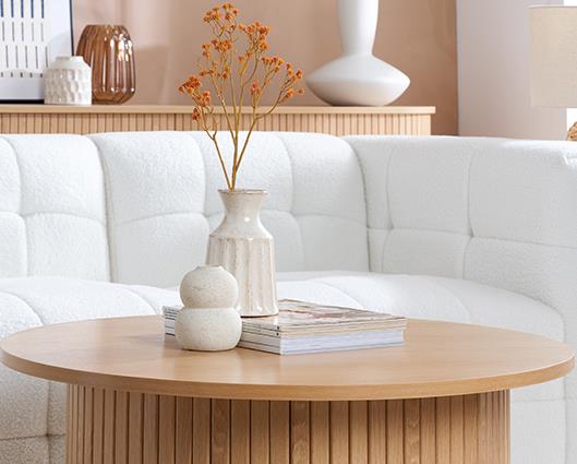 Axel Round Fluted Coffee Table - Oak