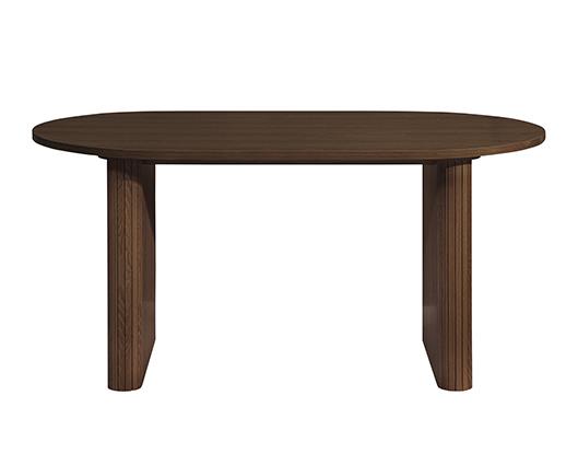 Axel Oval Fluted Dining Table with 2 Benches - Walnut
