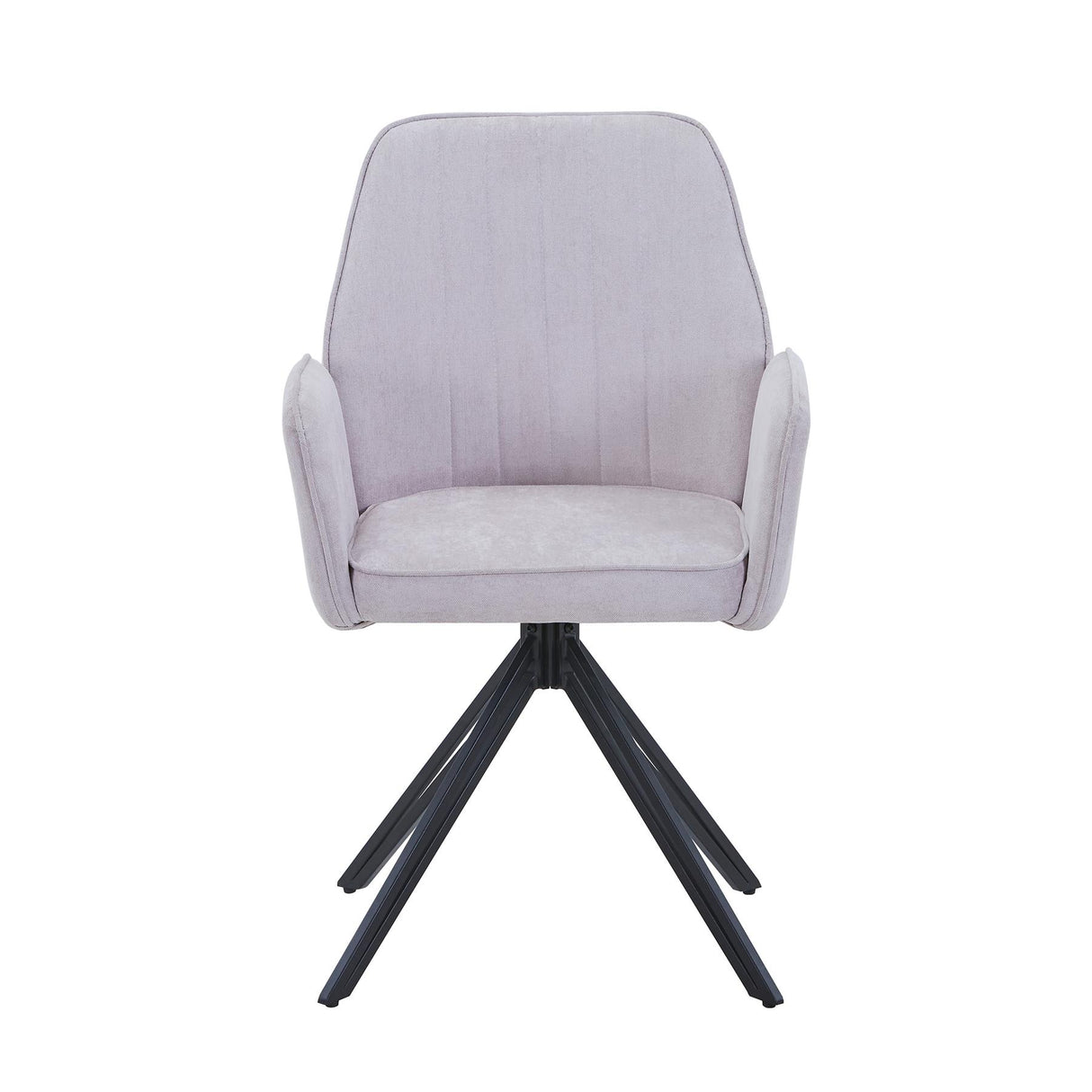 Aspen swivel dining armchairs, natural fabric with black metal legs (pair)