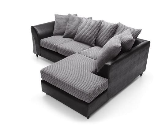 Harley Right Hand Facing Corner Sofa - Black & Charcoal