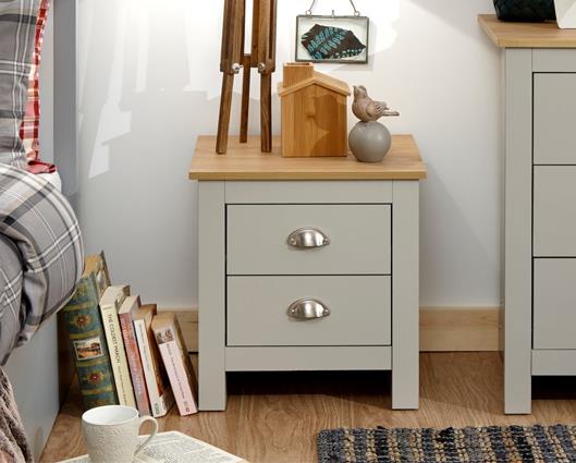 Lachlan 2 Drawer Bedside-Grey