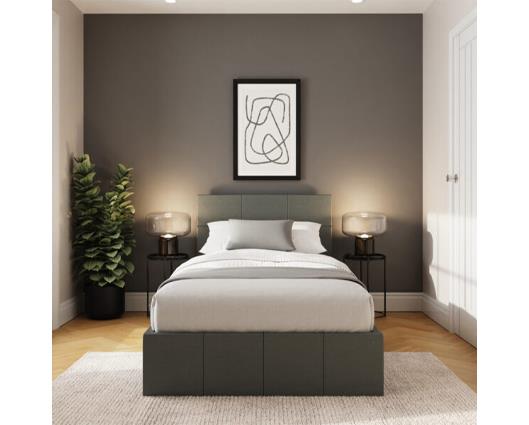 Serena Single Side Lift Ottoman Bed-Grey