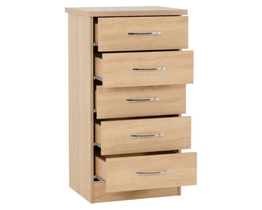 Neptune 5 Drawer Narrow Chest - Sonoma Oak Effect