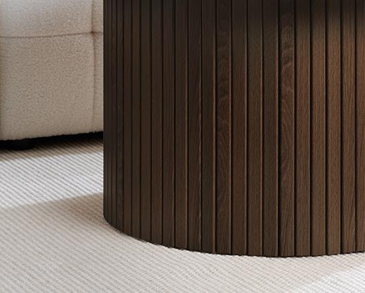 Axel Round Fluted Coffee Table - Walnut