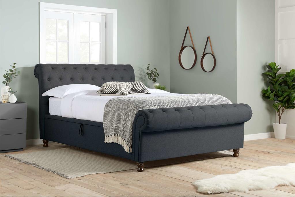 Charlton Side Lift Ottoman King Bed - Charcoal