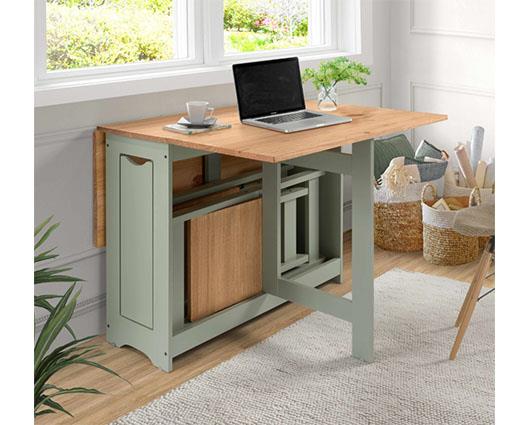 SANTOS BUTTERFLY DINING SET (X4 CHAIRS) - GREEN/DISTRESSED WAXED PINE