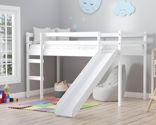 Frances Mid Sleeper With Slide - White