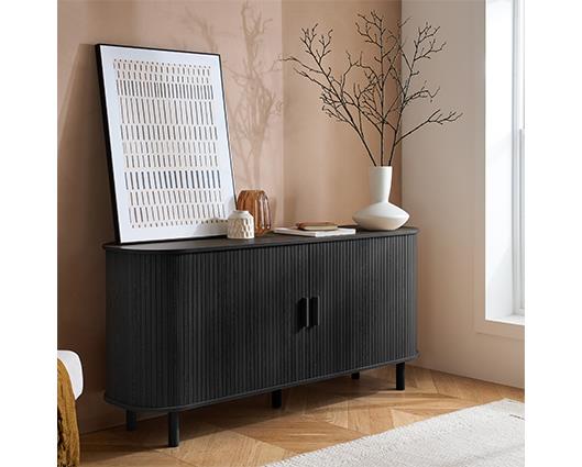 Axel 2 Door Fluted Sideboard - Black