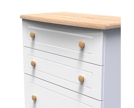Warwick 4 Drawer Deep Chest - White Matt with Bardolino Oak Top