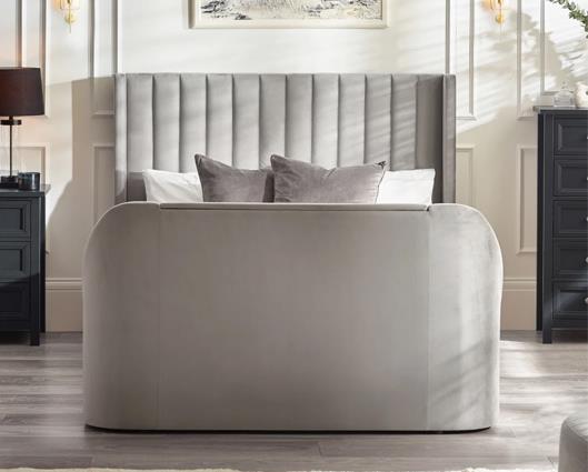 Clara Side Lift Ottoman TV Bed Light Grey - Super King