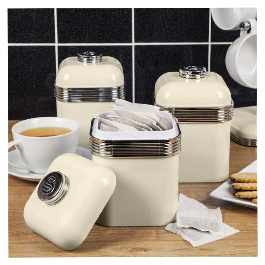 Swan Retro Set of 3 Canisters Cream