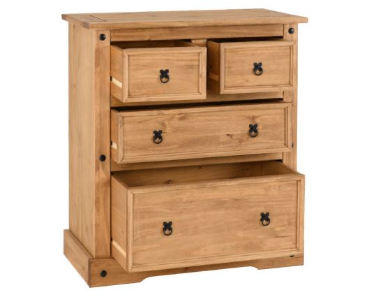 Corona 2+2 Drawer Chest - Distressed Waxed Pine