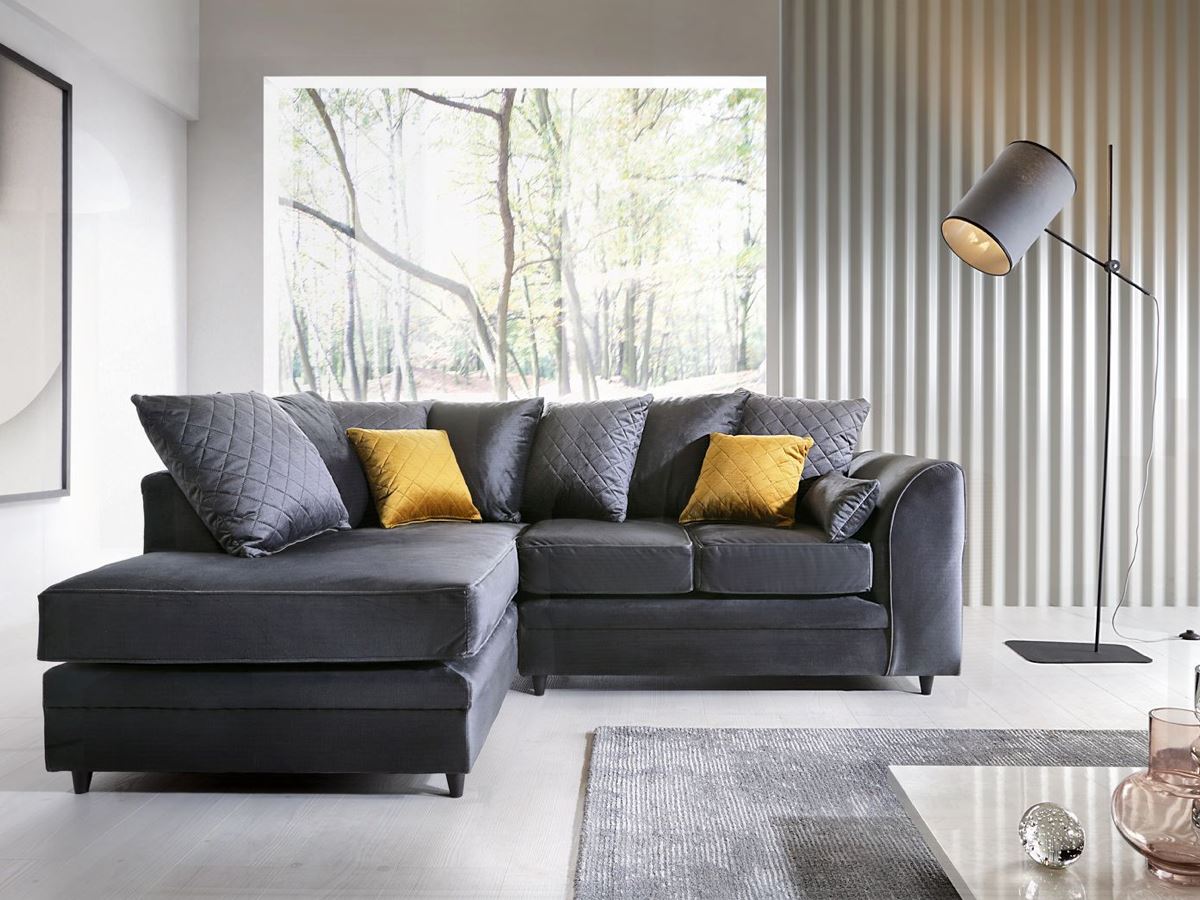 Chevelle Left Hand Facing Corner Sofa - Dark Grey