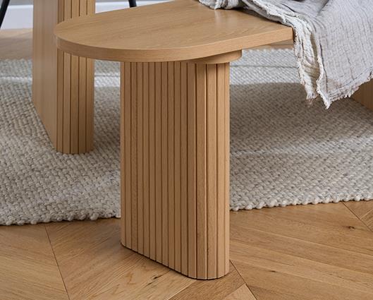 Axel Oval Fluted Dining Table with 2 Benches - Oak