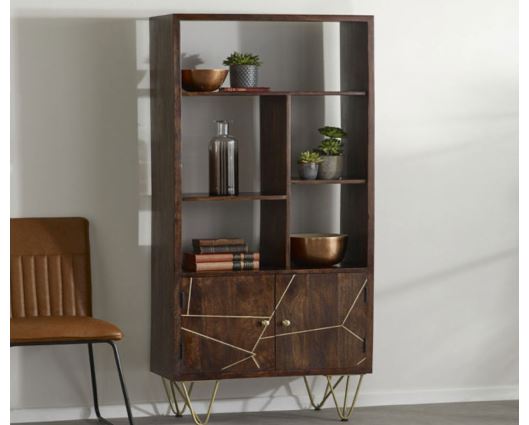 Dark Gold Large 2 Door Bookcase