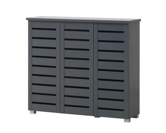 Tall 3 Door Shoe Cabinet-Dark Grey
