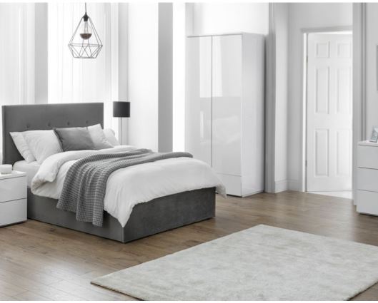 Shoreditch High Headboard Ottoman Double Bed - Grey Slate Velvet