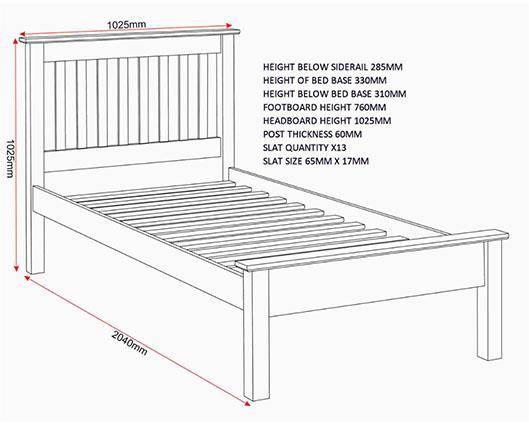 MONACO 3' LOW END BED - DARK GREY/OAK EFFECT