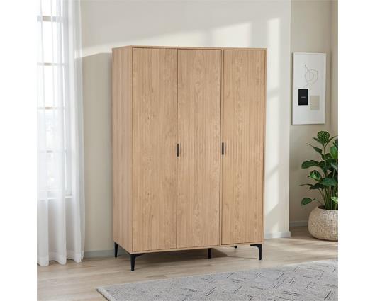 MIAMI 3 DOOR WARDROBE - OAK EFFECT/BLACK