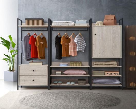 Zulu 3 Piece Bedroom Furniture Set Open Wardrobes-Ash Oak