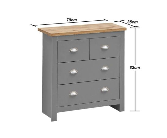 Lincoln 3 Piece Bedroom Set (3 Door Wardrobe, 2+2 Chest, 2 Drawer Bedside)