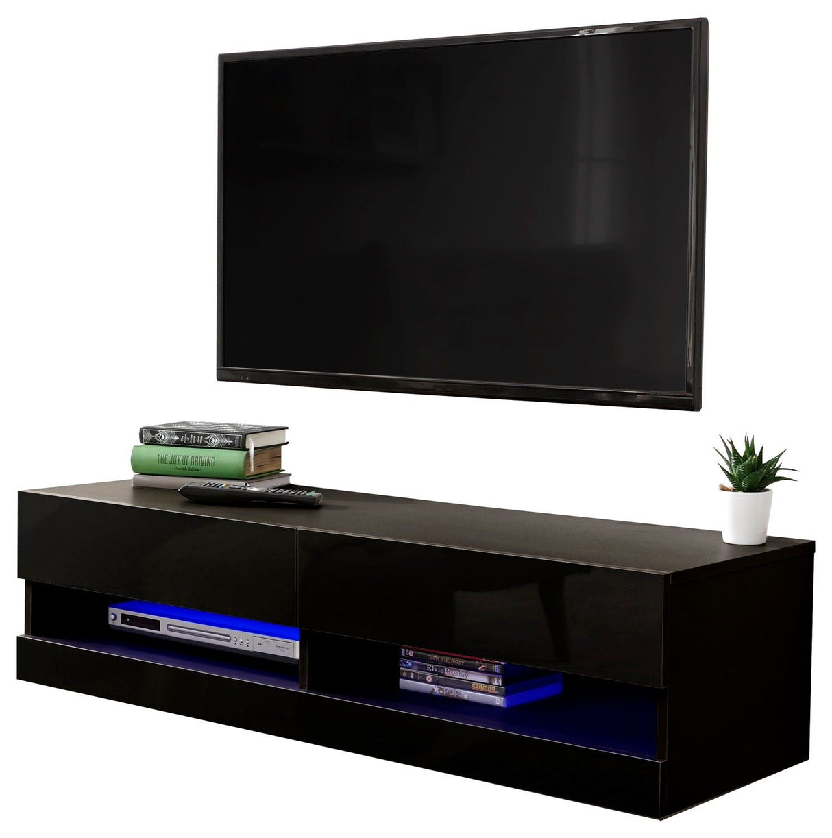 Graze LED 120cm Wall TV Unit-Black