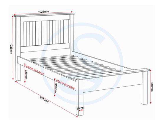 MONACO 3' LOW END BED - DARK GREY/OAK EFFECT