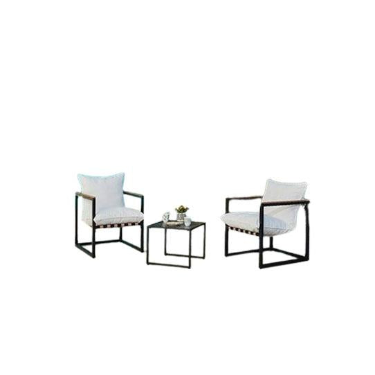 Marbella Black Balcony Set Polywood Arm Ivory Cushion +Cover