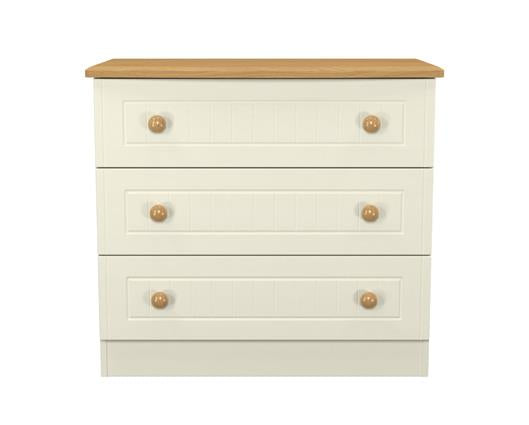Warwick 3 Drawer Chest - Cream Ash with Modern Oak Top