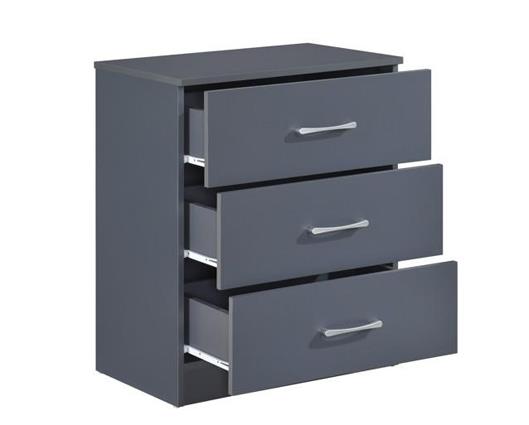 Highbury 3 Drawer Chest - Dark Grey