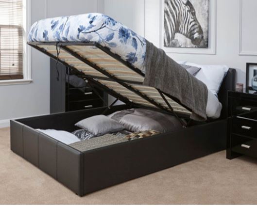 Small Double End Lift Ottoman Bed-Black