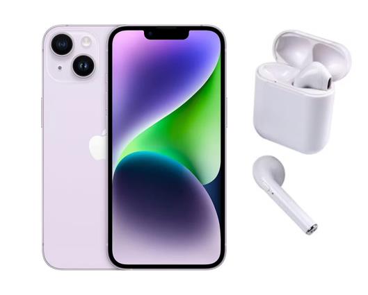Refurbished Apple iPhone 14 128GB Purple with Wireless Headphones