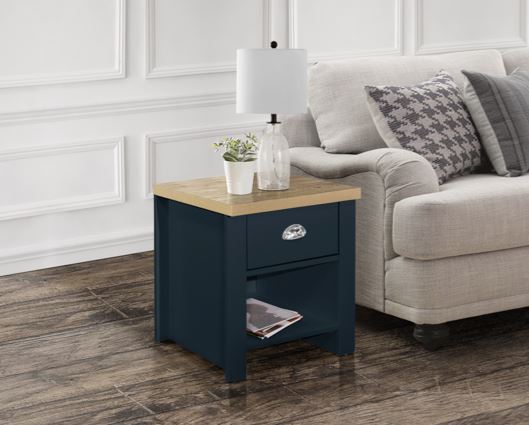 Harper 1 Drawer Lamp - Navy
