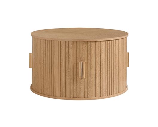 Axel Round Fluted Coffee Table with Storage - Oak
