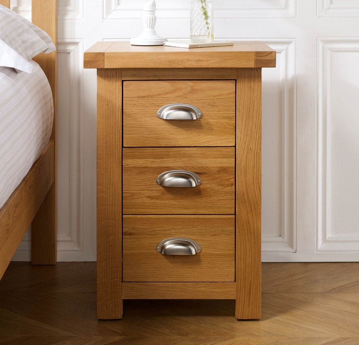 Winona Large 3 Drawer Bedside - Oak