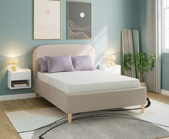 Florence Boucle Ottoman King Bed- Natural Stone