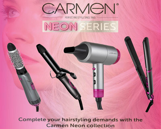 Carmen Neon Triple Pack Gift Set with Hair Dryer, Curling Tong and Hair Straightener