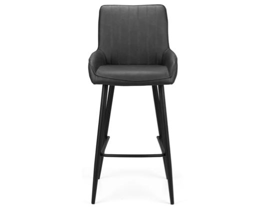 Theodore Bar Oak Bar Table & 2 Saturn Bar Stools- Grey