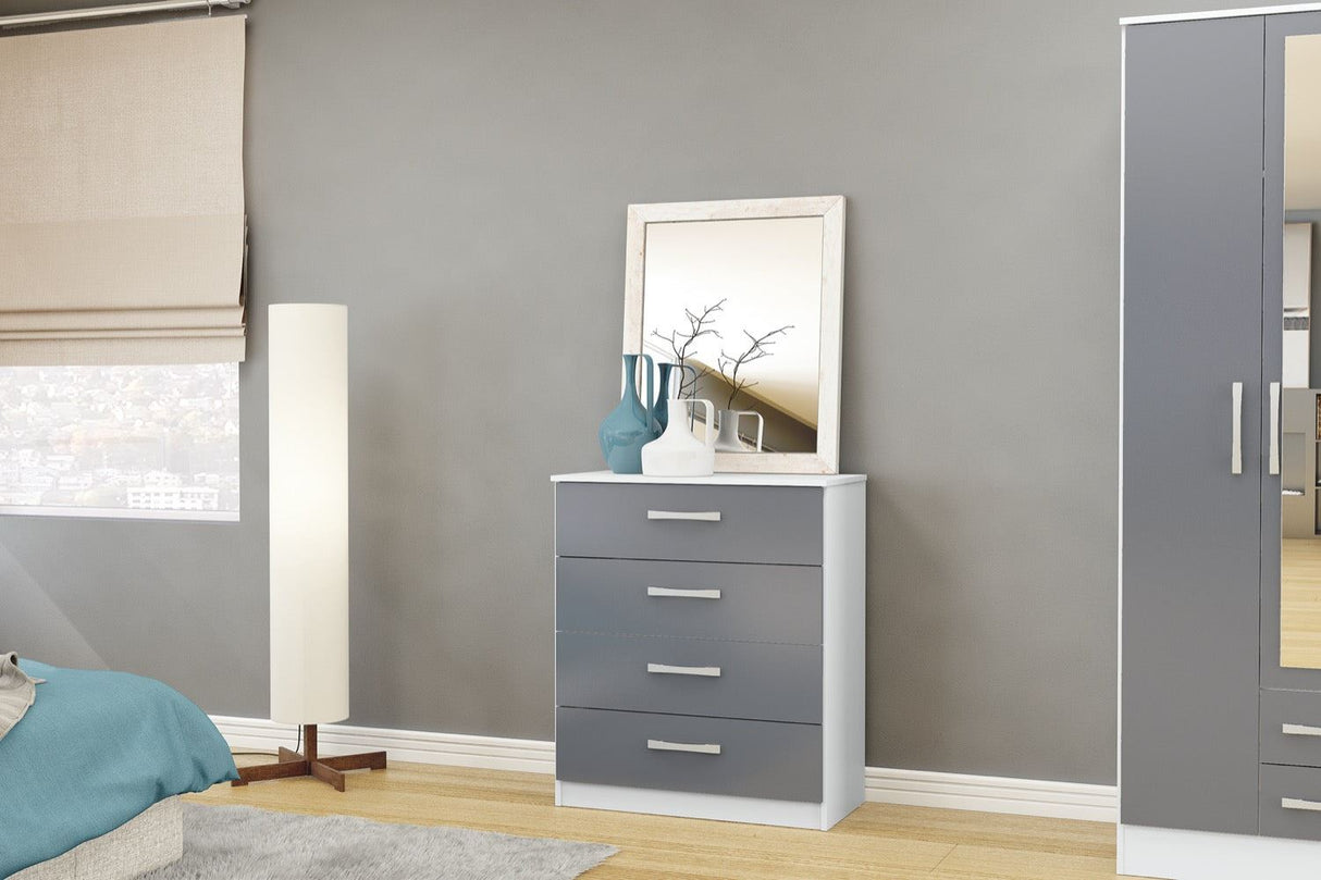 Larz 4 Drawer Chest - White & Grey