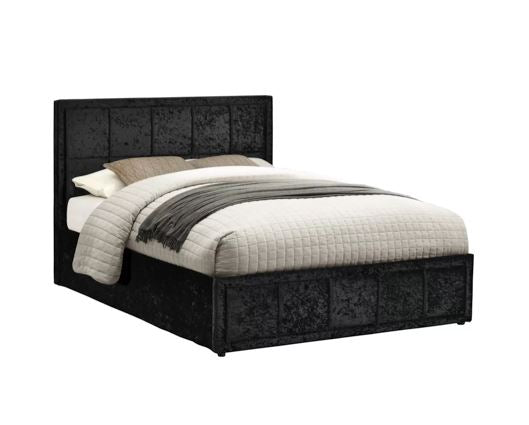 Hannover King Ottoman Bed - Black Crushed Velvet