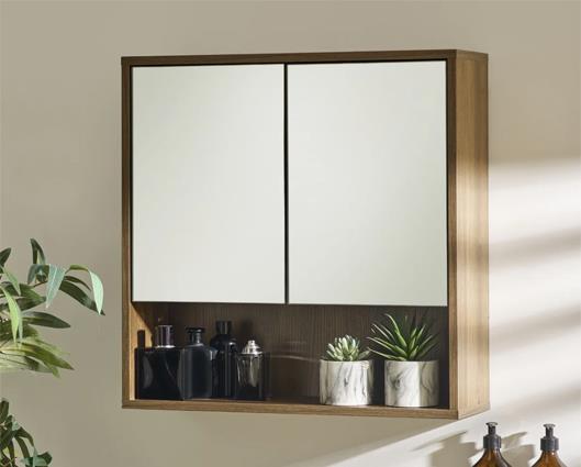 Hampshire Mirrored Bathroom Wall Cabinet Walnut