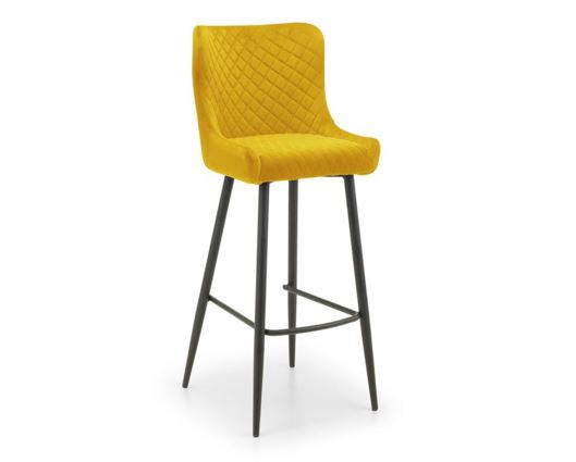 Leena Velvet Bar Stool- Mustard