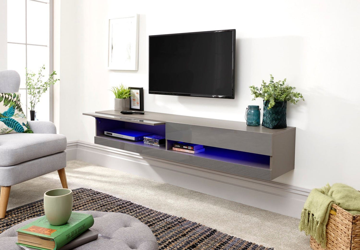 Graze LED 150cm Wall TV Unit-Grey
