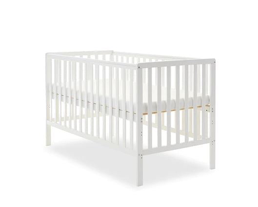 Simple Cot Bed, Under Drawer + Fibre Mattress - White