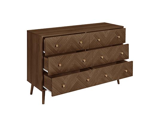 Herringford 6 Drawer Wide Chest - Walnut